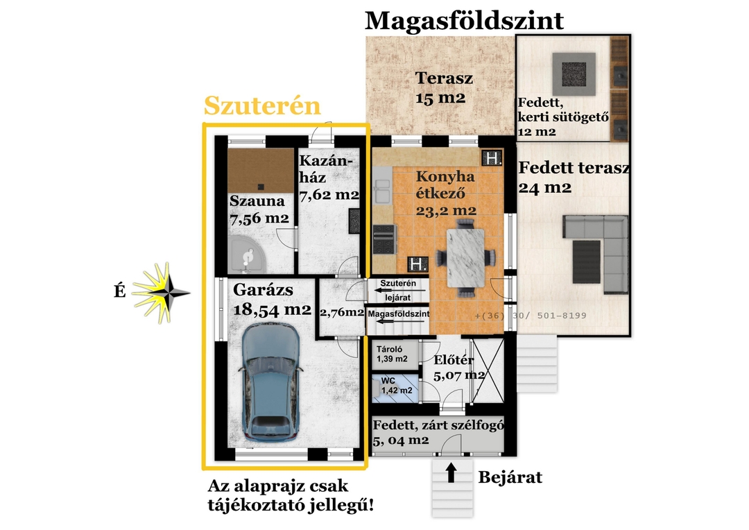 Szuterén-Magasföldszint alaprajz