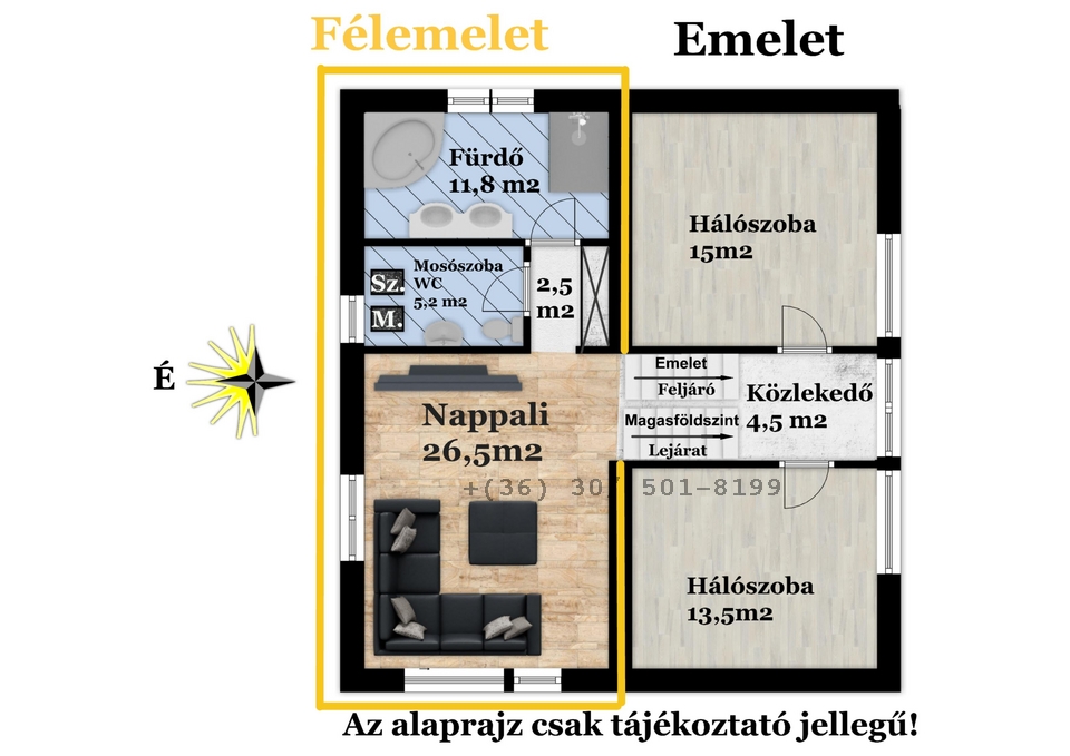 Félemelet-Emelet alaprajz
