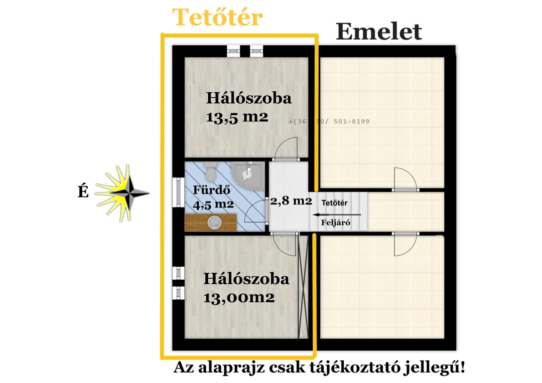 Tetőtér alaprajz